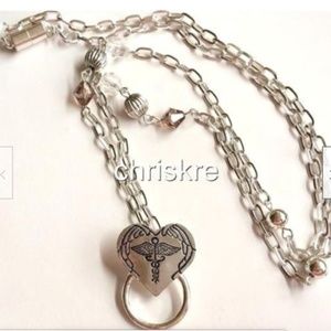 Medical Caduceus ID Badge Eyeglass Holder Lanyard